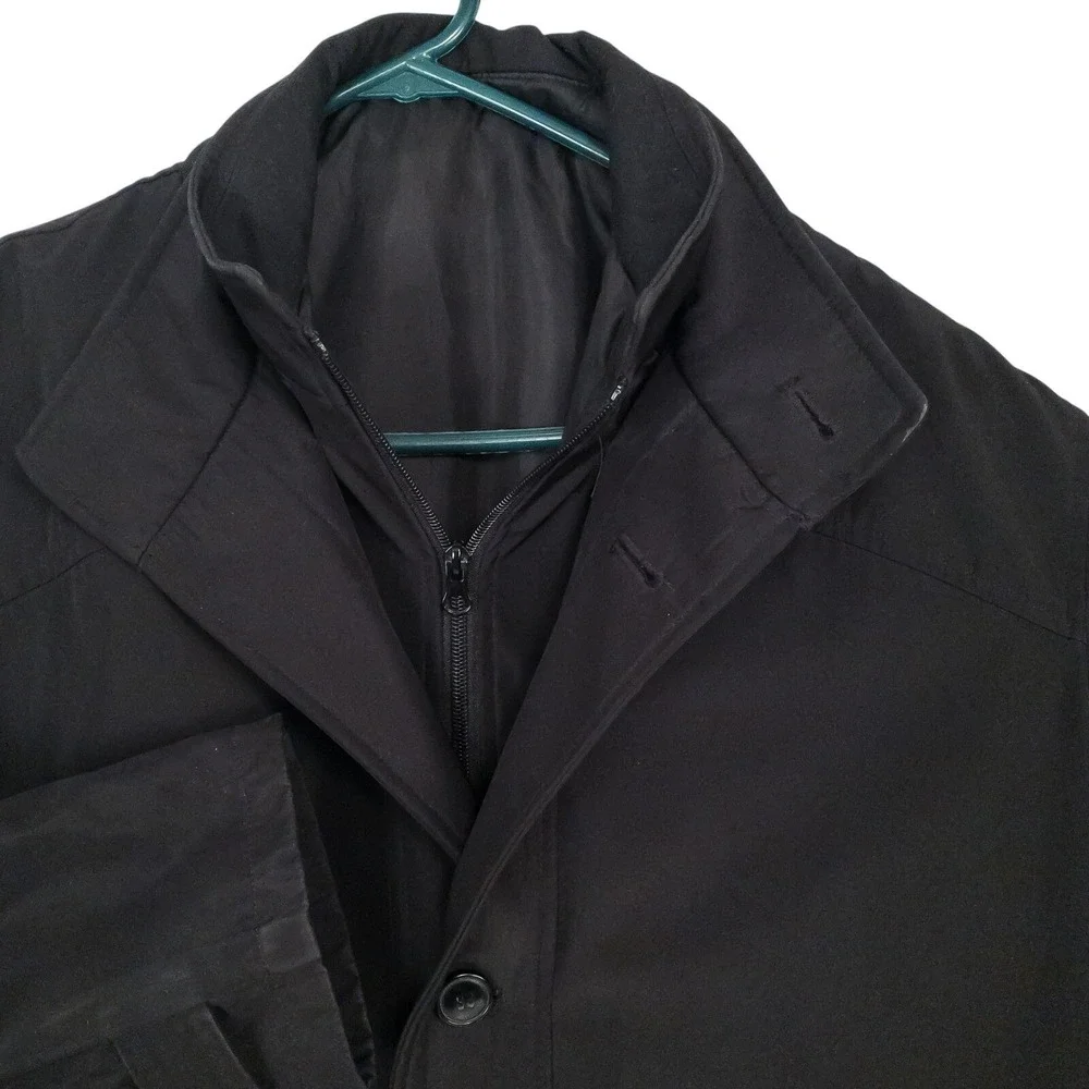 Jean-Paul Germain Jacket Mens Small Black Convertible Car Coat Removeable Vest‎
